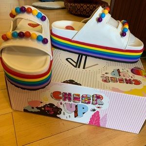 Brand new rainbow platform sandals!